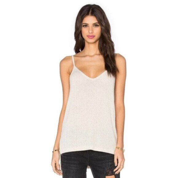 Revolve LNA Cabo Tank Top V-neck Side Slit Scour Taupe Knit V-neck Size Small - Picture 1 of 14